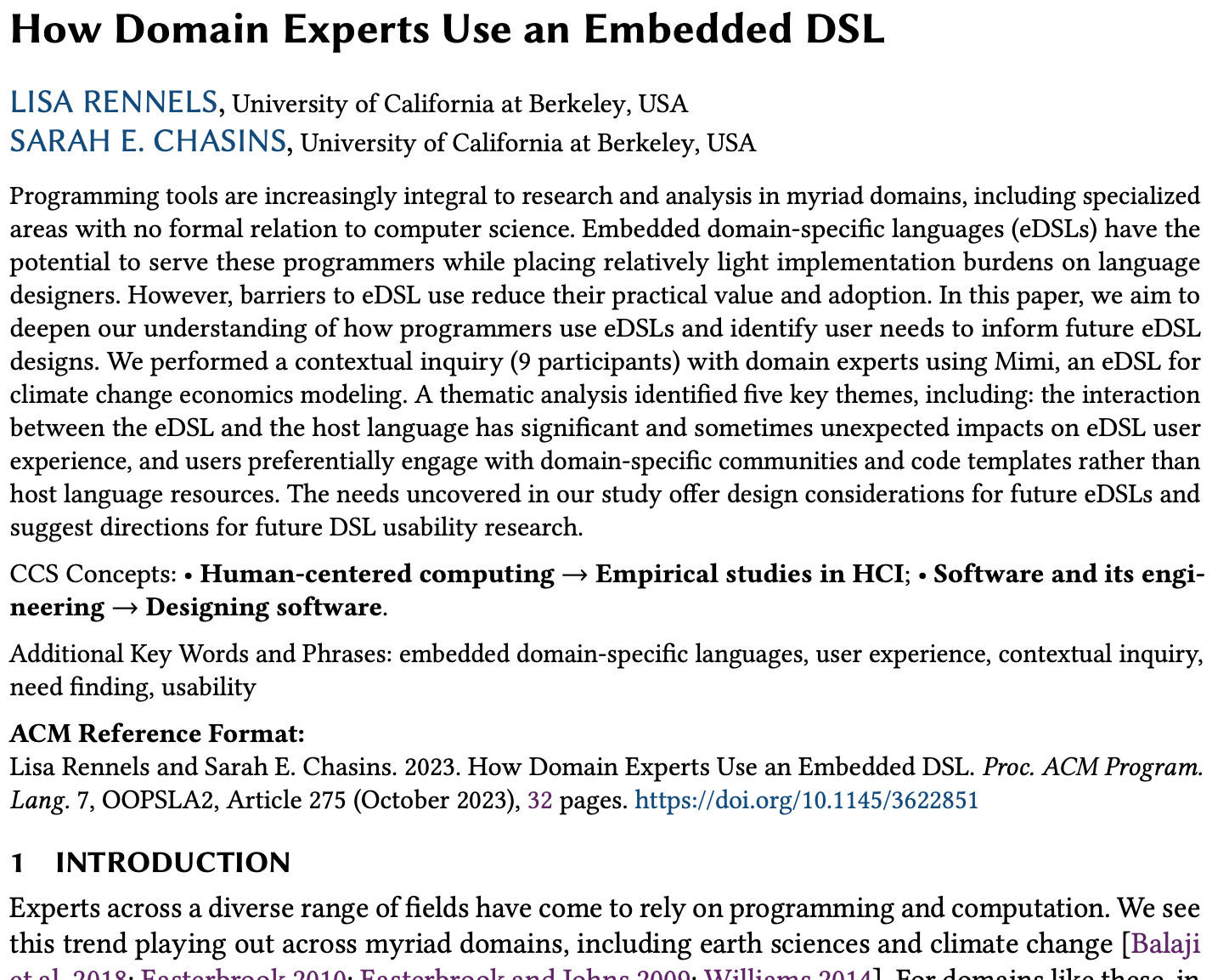 How Domain Experts Use an Embedded DSL
