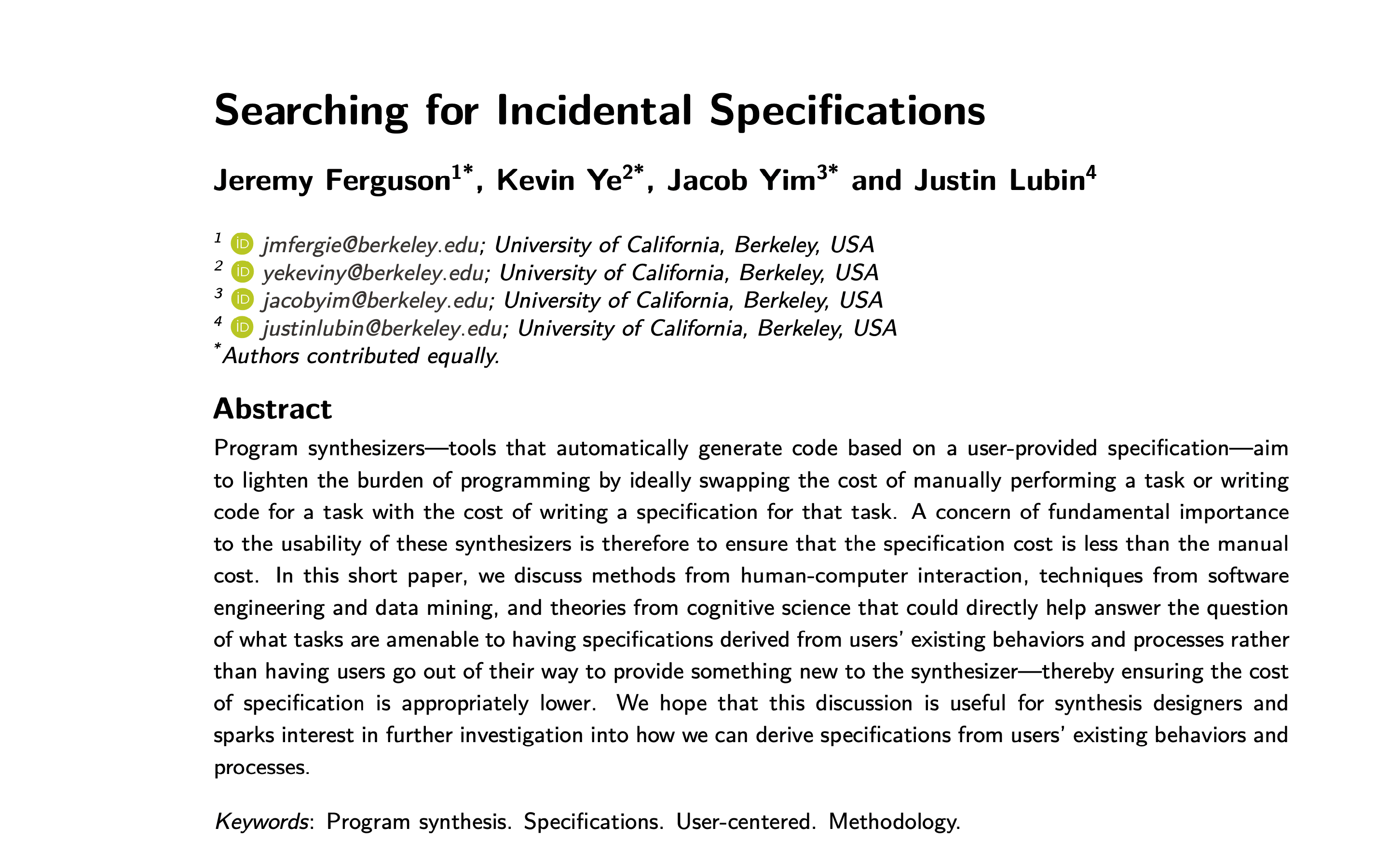 Searching for Incidental Specifications